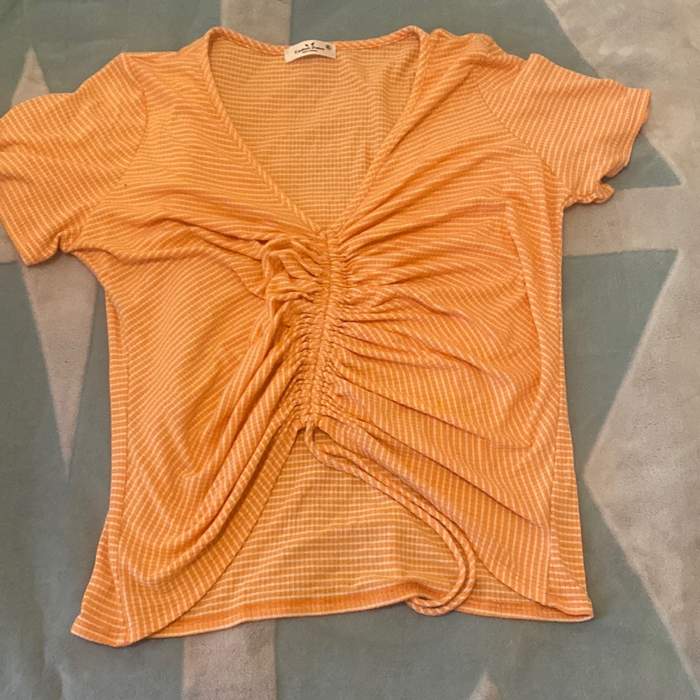 Rugged orange stripe crop top